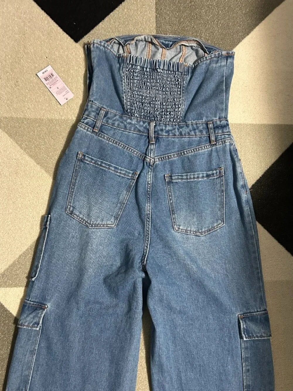 wild fable Denim Strapless Cargo Jumpsuit - Light Blue - Picture 8 of 12